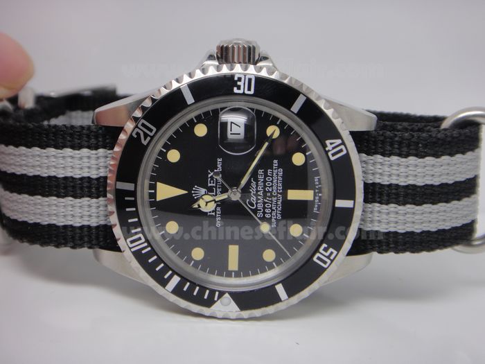 Top Quality Rolex Submariner Clone Watch Black Dial Nylon strap